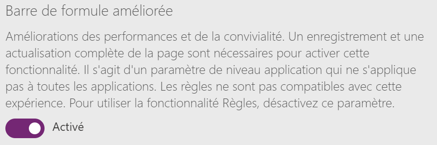 Option Barre de formule améliorée