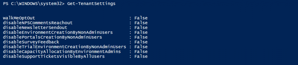 Cmdlet Get-TenantSettings